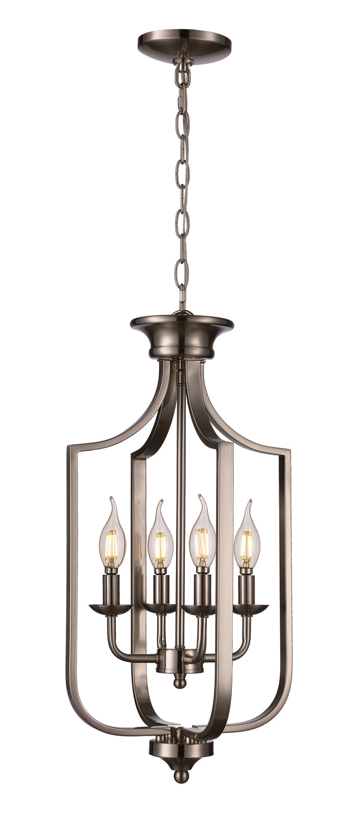 Trans Globe Lighting 11214 BN Hillcrest 4 light brushed nickel foyer pendant