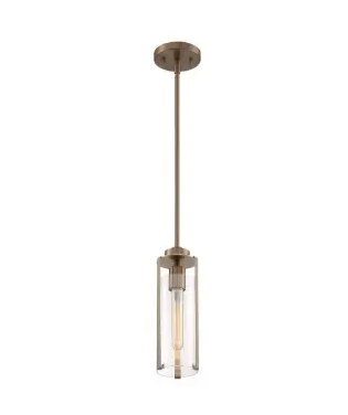 Nuvo 60-7150 Marina Series Mini Pendant Light w/ Clear Glass, Wattage 60W, Burnished Brass