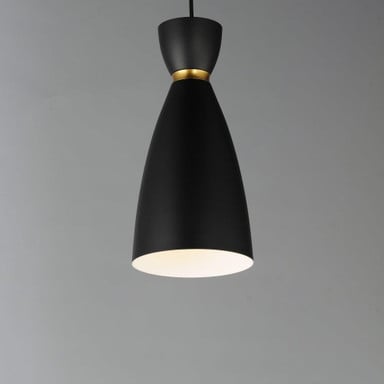 Maxim Lighting 11301BKSBR Carillon 1 Light Mini Pendant in Black/Satin Brass - Angle View