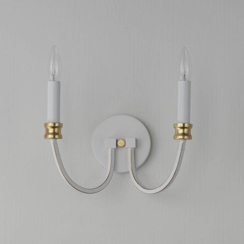 Maxim Lighting 11372WWTGL Charlton 2 Light Wall Sconce in Weathered White/Gold Leaf