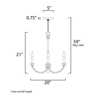 Maxim Lighting 11373BKAB Charlton Chandelier Dimensions Diagram