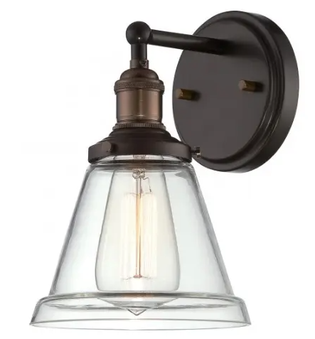 Nuvo 60-5512 Vintage 6.5" Wide Wall Sconce, Clear Glass Shade, Wattage 100W, Rustic Bronze
