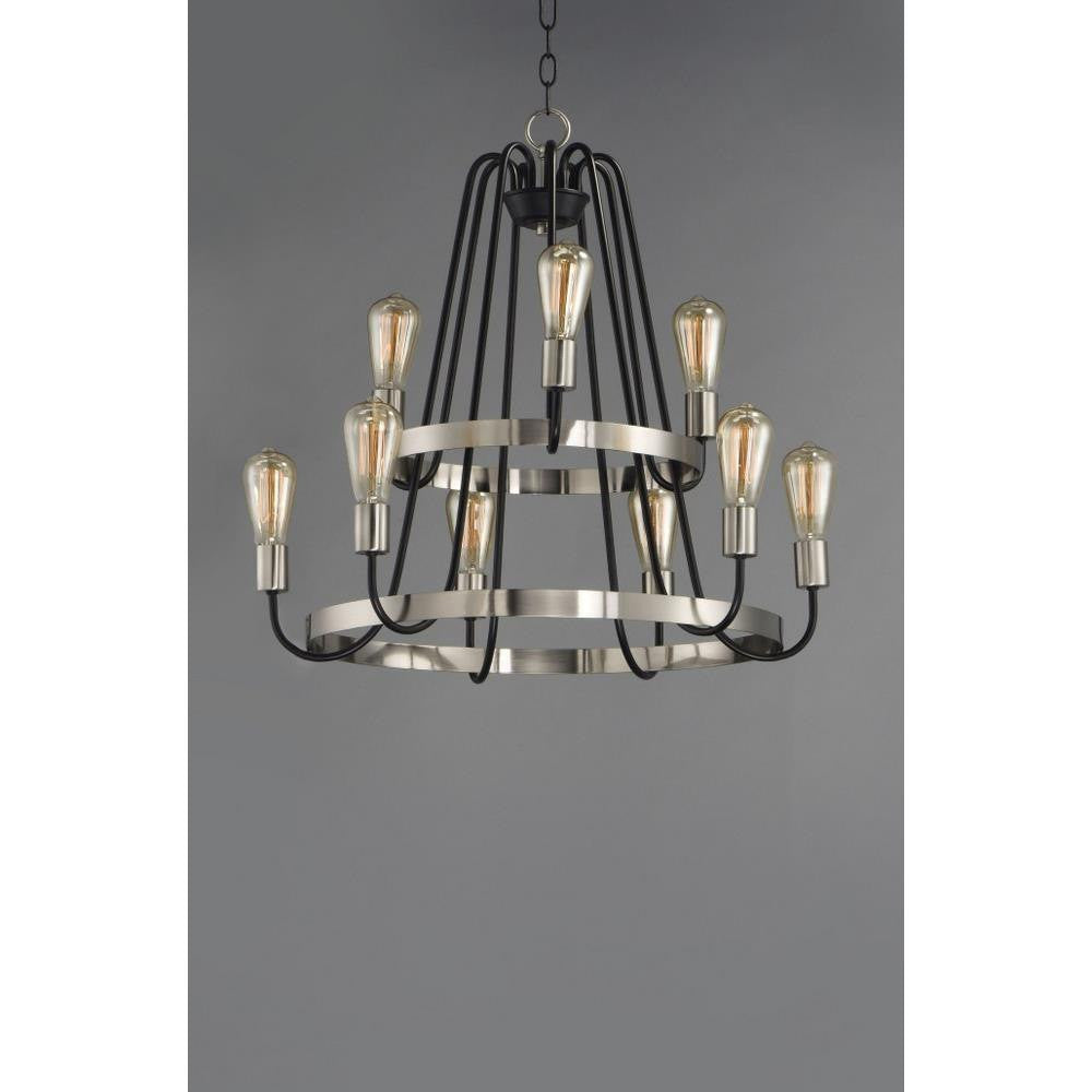 Maxim Lighting 11737BKSN Haven 9 Light 27 inch Black Satin Nickel 2-Tier Chandelier Ceiling Light
