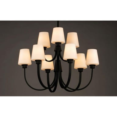 Maxim Lighting 11826SWBK Shelter 9 Light Black Chandelier - Lit Angle View