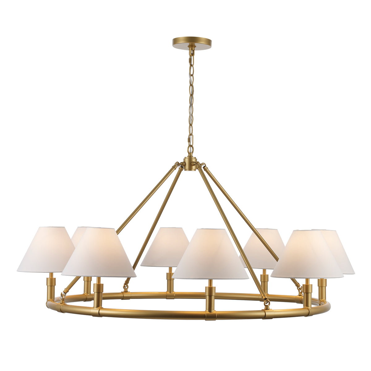 Trans Globe Lighting 11848 AG Fable 8 light antique gold chandelier with fabric shades