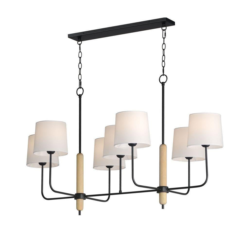 Maxim Lighting 11867OFNWD Bozeman 7 Light Linear Pendant in Natural Wood finish on white background