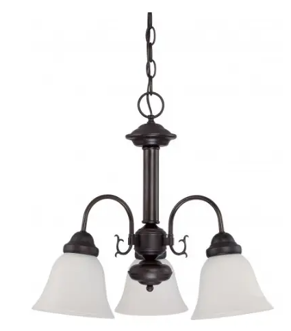 Nuvo 60-3142 Ballerina 20" Chandelier w/ Frosted White Glass, Wattage 60W, Mahogany Bronze