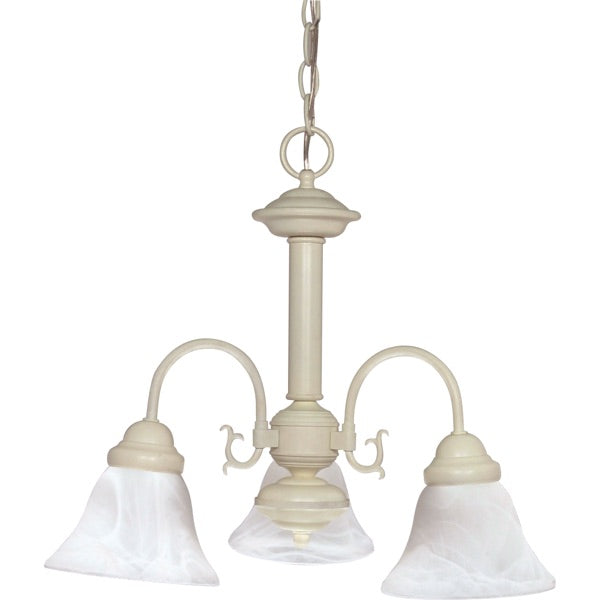 Nuvo 60-188 Ballerina 3-Light Chandelier, Textured White, Alabaster Glass Shade