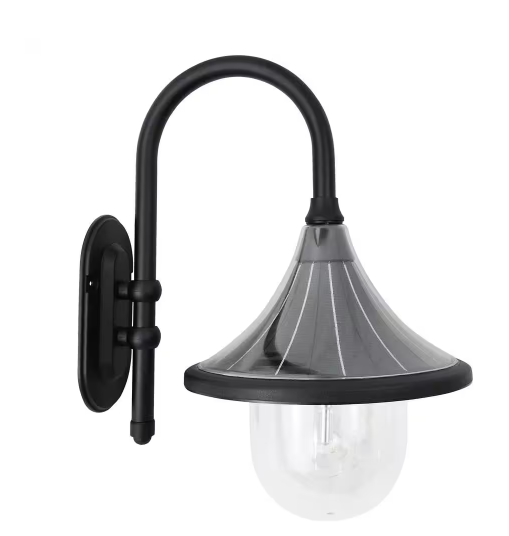 Gama Sonic 119BM50010 Plaza 1-Light Resin Black Solar Outdoor Weather Resistant Warm White Integrated LED Wall Sconce, Black Finish