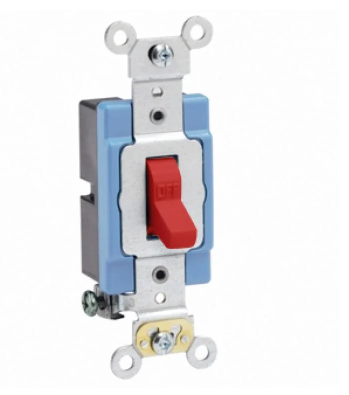 Leviton 1201-2R Toggle Switch, 15 Amp, 120/277 Volt, Red