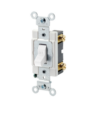 Leviton 12021-2W Toggle Switch, 15 Amp, 120 Volt, White