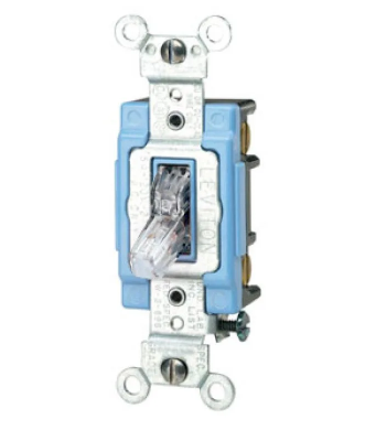Leviton 1203-LHC Toggle Switch, 15 Amp, 120 Volt, Clear