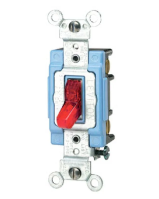 Leviton 1203-PLR Toggle Switch, 15 Amp, 120 Volt, REd