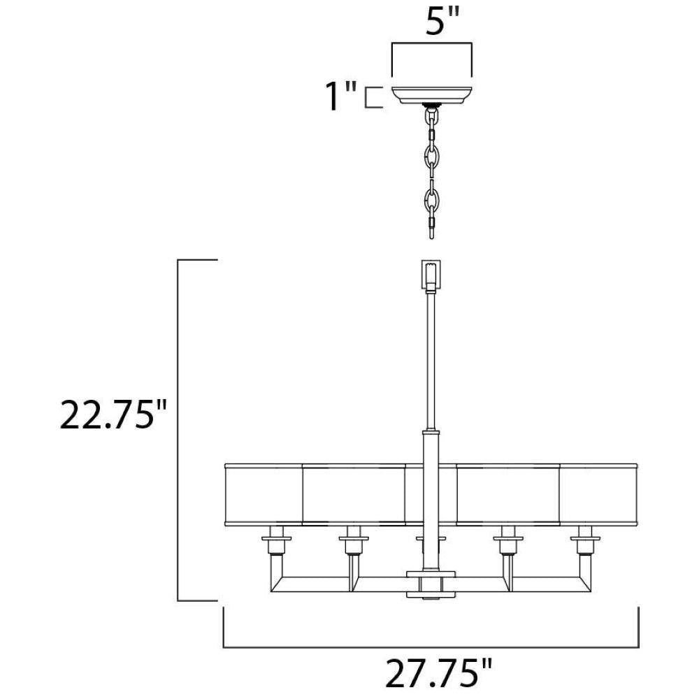 Maxim Lighting 12055WTSN Nexus Chandelier - Dimension Diagram 27.75 inch Wide 22.75 inch High