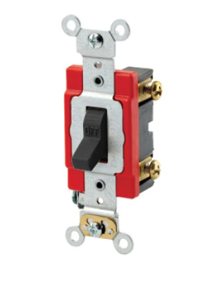 Leviton 1221-2E Toggle Switch, 20 Amp, 120/277 Volt, Black Finish