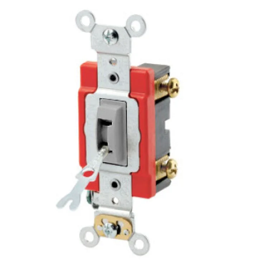 Leviton 1221-2GL Locking Toggle Switch, 20 Amp, 120/277 Volt, Gray Finish