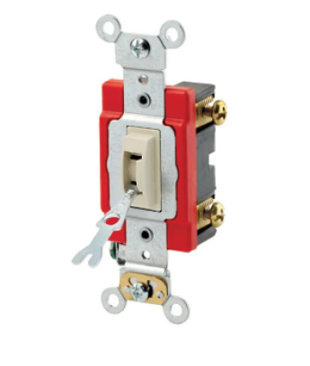 Leviton 1221-2IL Locking Toggle Switch, 20 Amp, 120/277 Volt, Ivory Finish