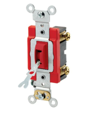 Leviton 1221-2RL Toggle Switch, 20 Amp, 120/277 Volt, REd Finish