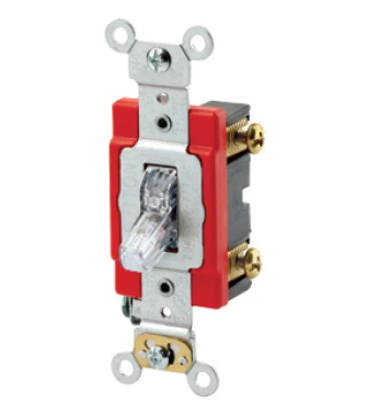 Leviton 1221-LHC Toggle Switch, 20 Amp, 120 Volt, Clear Finish