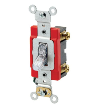 Leviton 1221-PLC Toggle Switch, 20 Amp, 120 Volt, Clear Finish
