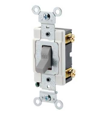 Leviton 1221-SGY Toggle Switch, 20 Amp, 120/277 Volt, Gray Finish