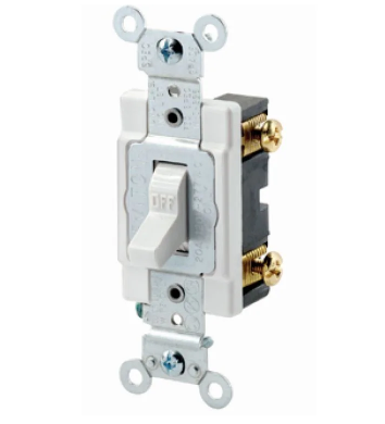 Leviton 1221-SW Toggle Switch, 20 Amp, 120/277 Volt, White Finish