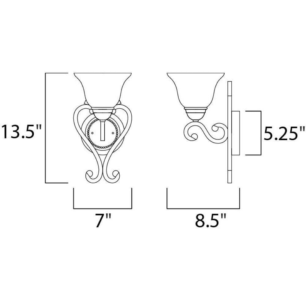 Maxim Lighting 12211FIOI Manor Wall Sconce Dimensions - 13.5 inch Height, 7 inch Width, 8.5 inch Depth