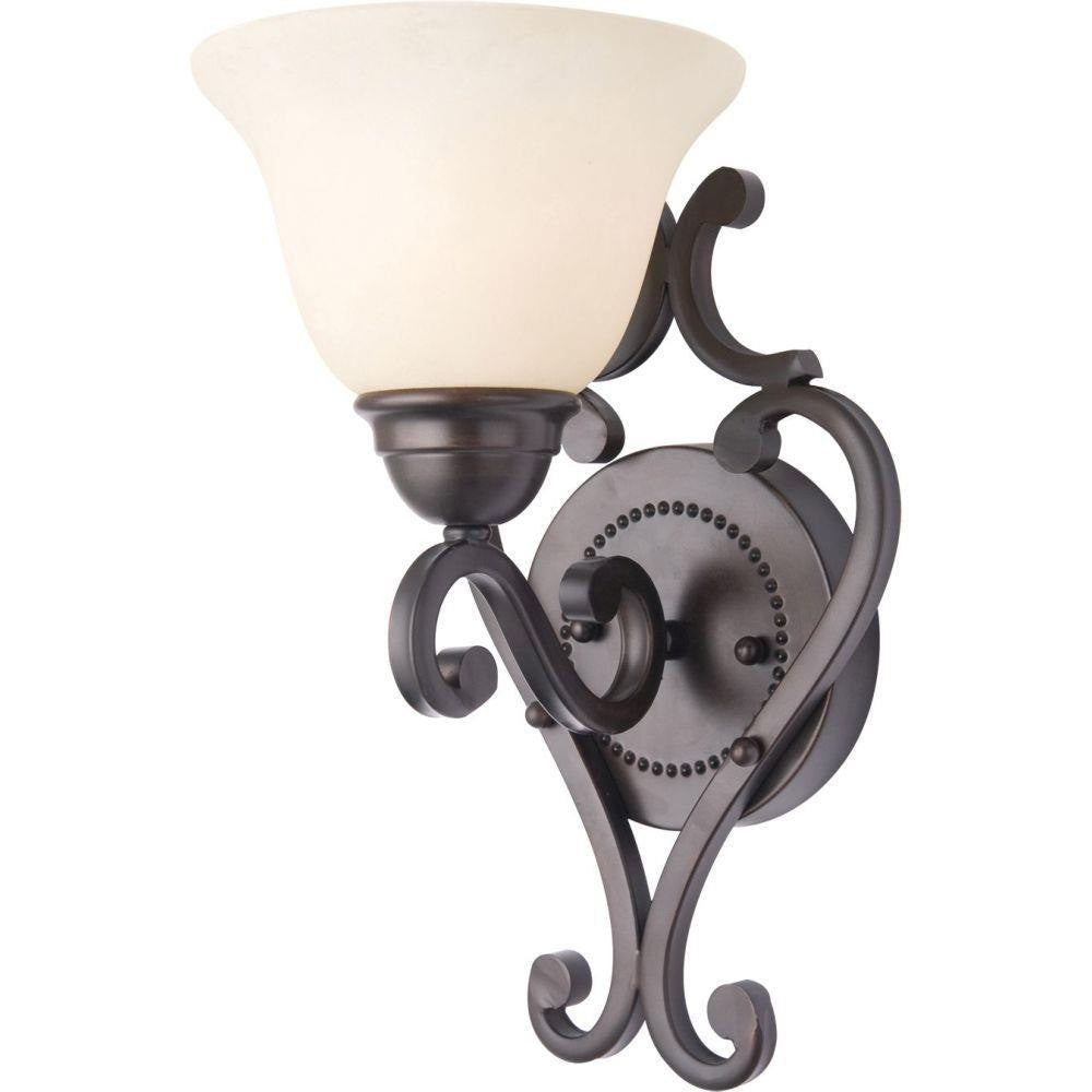 Maxim Lighting 12211FIOI Manor 1 Light Oil Rubbed Bronze Wall Sconce with Frosted Ivory Glass Shade