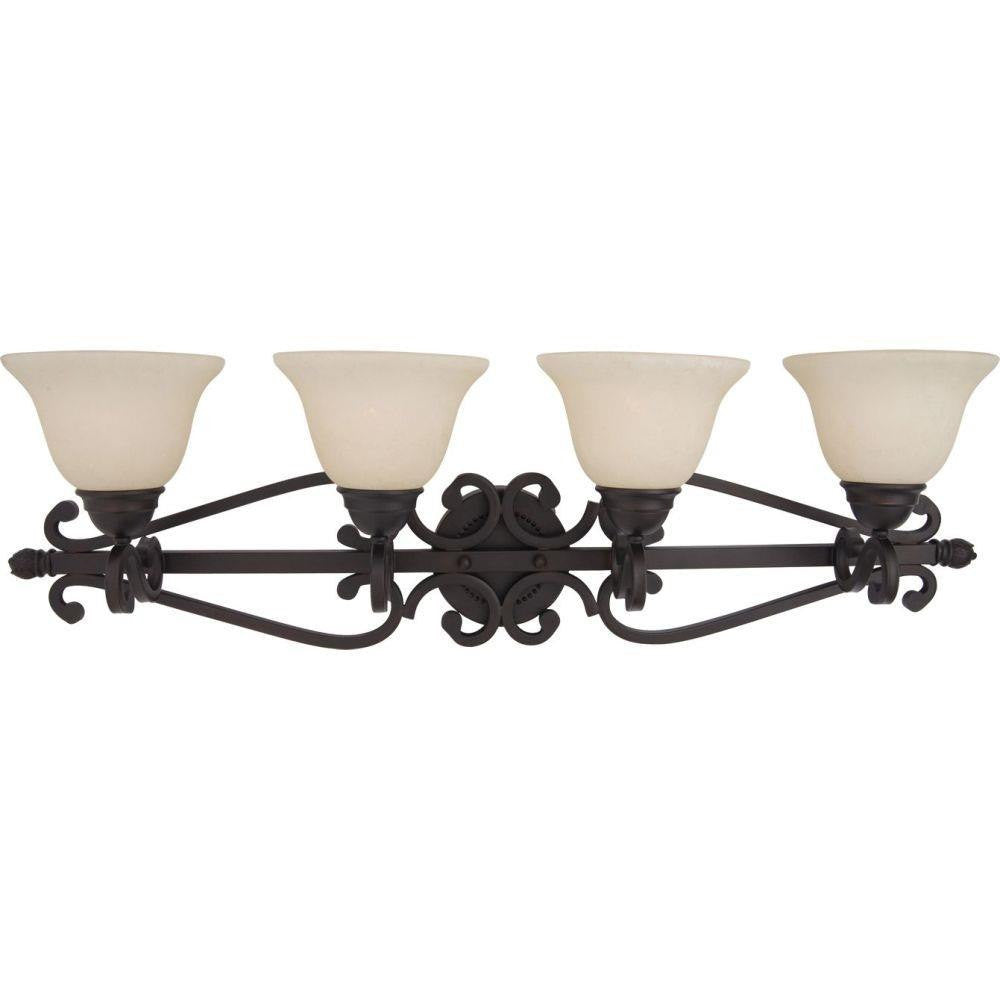 Maxim Lighting 12214FIOI Manor 4 Light Oil Rubbed Bronze Bath Vanity Wall Light with Frosted Ivory Glass Shades