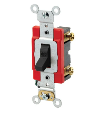 Leviton 1222-2E Toggle Switch, 20 Amp, 120/277 Volt, Black Finish