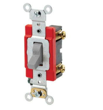 Leviton 1222-2GY Toggle Switch, 20 Amp, 120/277 Volt, Gray Finish