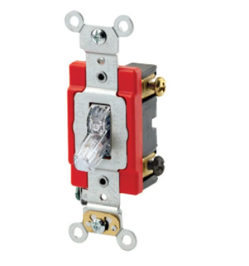 Leviton 1222-PLC Toggle Switch, 20 Amp, 120 Volt, Clear Finish