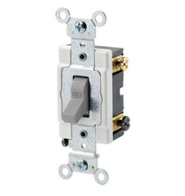 Leviton 1222-SGY Toggle Switch, 20 Amp, 120/277 Volt, Gray Finish