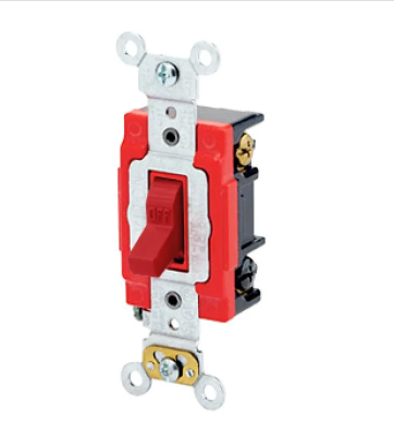 Leviton 1223-2R Toggle Switch, 20 Amp, 120/277 Volt, Red Finish