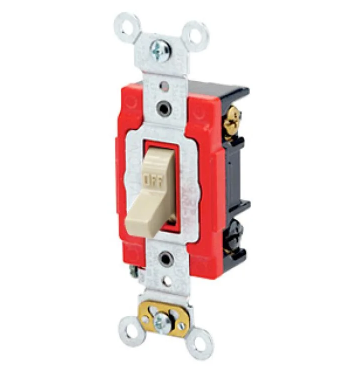 Leviton 1223-LHI Toggle Switch, 20 Amp, 120 Volt, lvory Finish
