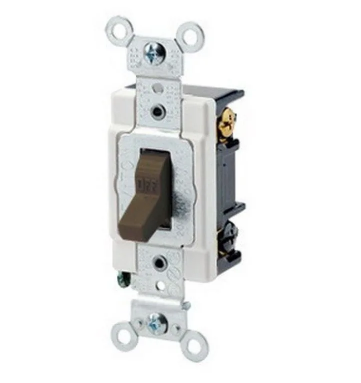 Leviton 1223-S Toggle Switch, 20 Amp, 120/277 Volt, Brown Finish