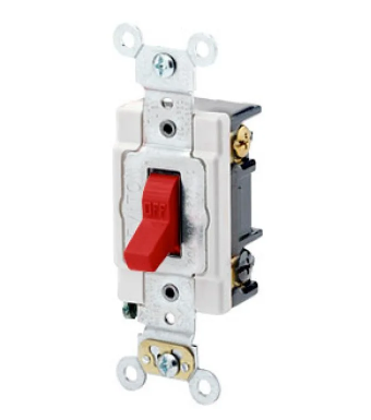 Leviton 1223-SR Toggle Switch, 20 Amp, 120/277 Volt, Red Finish