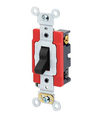 Leviton 1224-2E Toggle Switch, 20 Amp, 120/277 Volt, Black Finish