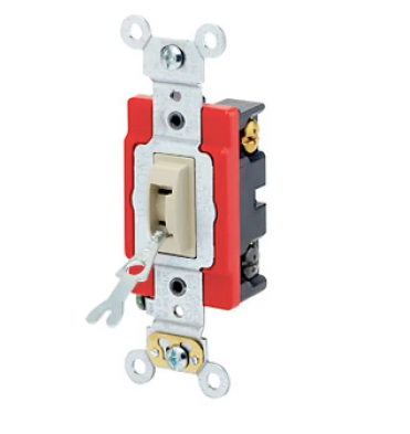 Leviton 1224-2IL Locking Toggle Switch, 20 Amp, 120/277 Volt, lvory Finish