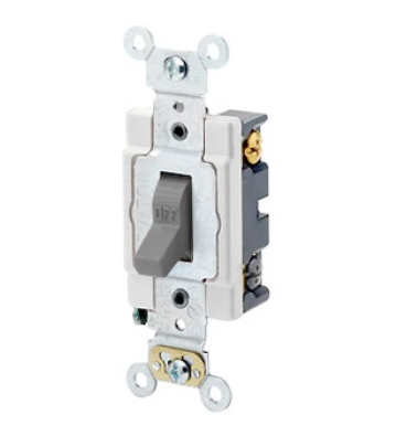 Leviton 1224-SGY Toggle Switch, 20 Amp, 120/277 Volt, Gray Finish