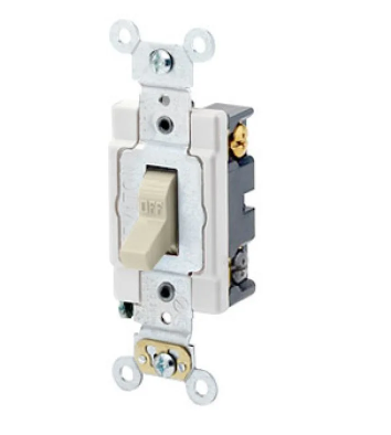Leviton 1224-SI Toggle Switch, 20 Amp, 120/277 Volt, lvory Finish