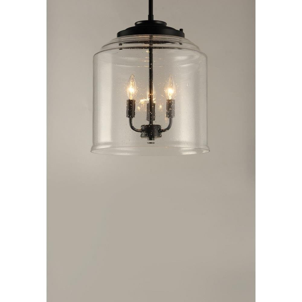 Maxim Lighting 12273CDSN Acadia 3 Light 13.75 Inch Pendant Ceiling Light with Clear Seedy Glass Shade
