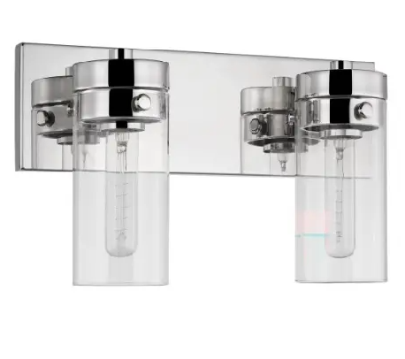 Nuvo 60-7632 Intersection Vanity 2-Light, Wattage 60W, Voltage 120V, Polished Nickel/Clear Glass