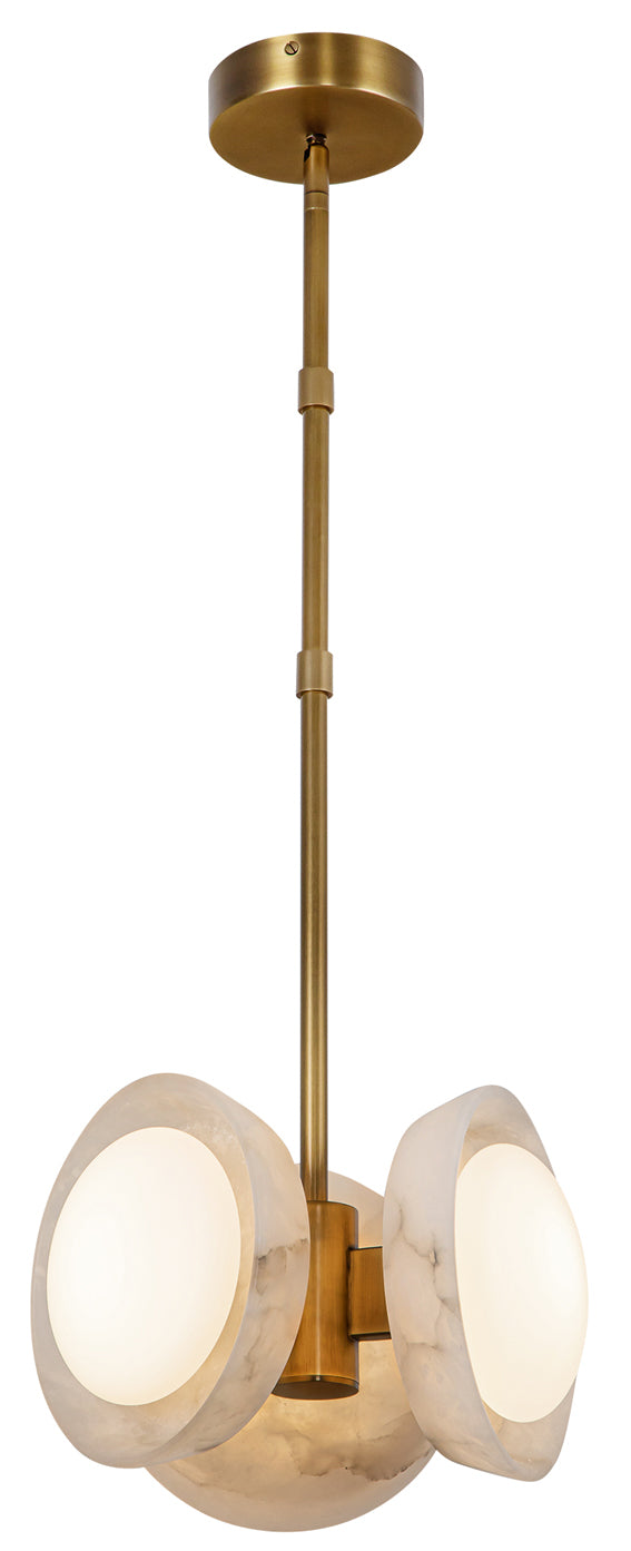 Alora Lighting PD320313VBAR Alonso LED 12.63 inch Pendant Ceiling Light in Vintage Brass and Alabaster