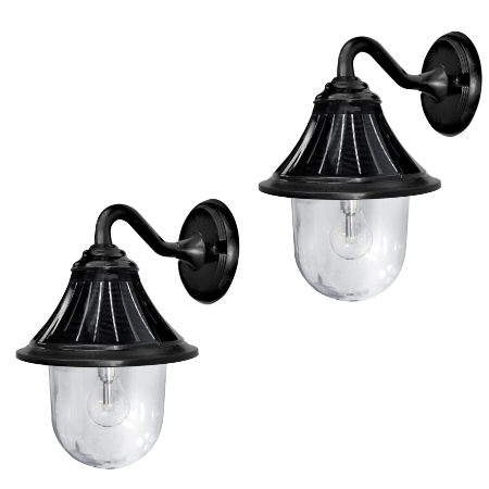 Gama Sonic 123BP2M50010 Orion Outdoor Solar Wall Light with Morph Technology, Black Finish - 2 Pack