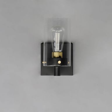 Maxim Lighting 12401CLBKSBR Pinn Wall Sconce Angle View in Black/Satin Brass