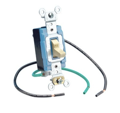 Leviton 1242-I 3-Way Toggle AC Quiet Switch, Heavy Duty Spec Grade, Grounding, 15A, Voltage 120/277V, Wire Lead 6" Wired, Ivory