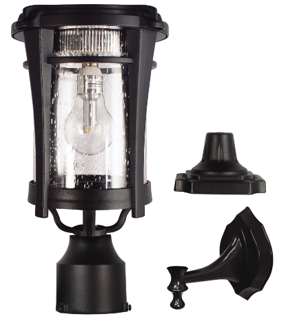 Gama Sonic 124B033 Aurora Bulb Solar Light, Wall/Pier/3″ Fitter Mounts, Black Finish