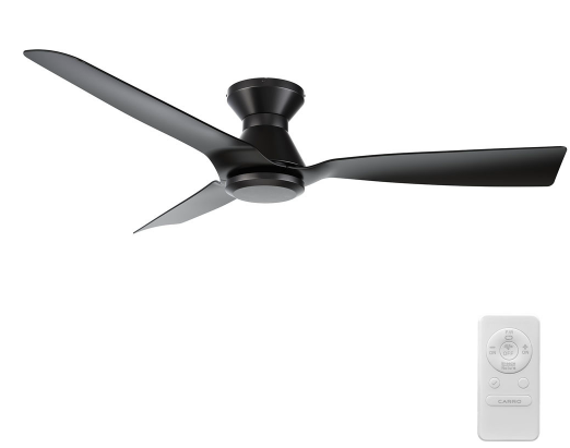 Carro USA CFR523P1-N20-B2-1-FM Dalby Modern Black 52" Ceiling Fan, Black Finish