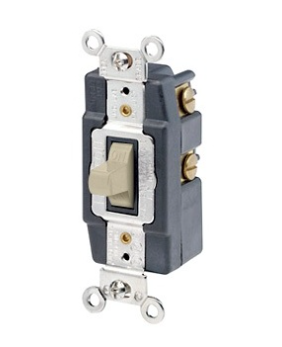 Leviton 1256-I Single-Pole Toggle Switch, Quiet Switch, Extra Heavy Duty Spec Grade, 15A, Grounding, Ivory